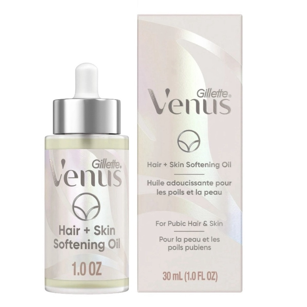 Gillette Venus for Pubic Hair and All Skin Types, Softening Oil, 1 fl oz, White